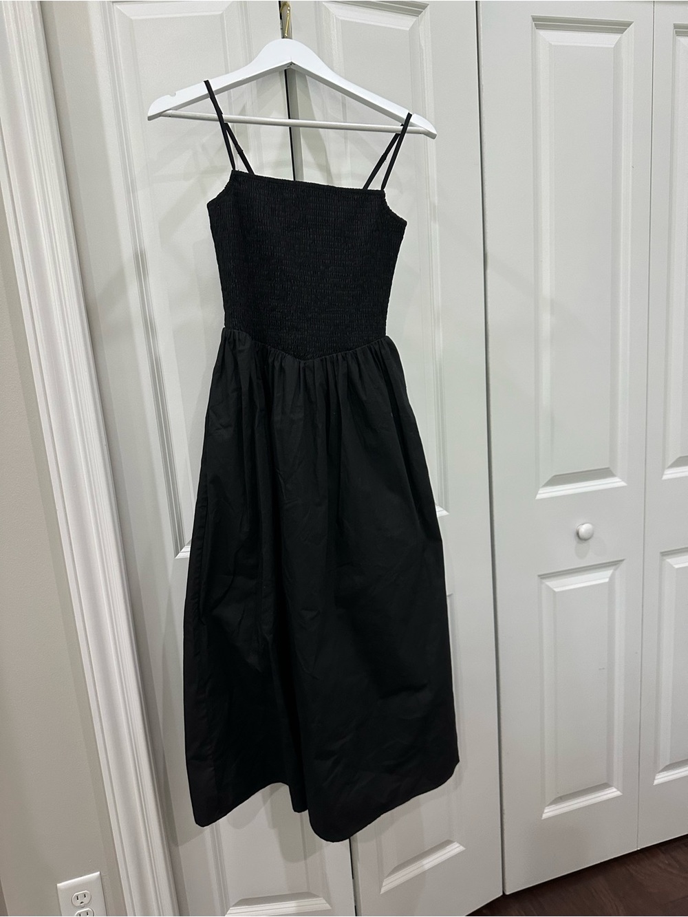 Vici Black Smocked Strap Midi Dress